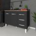 Balcão Armário Gabinete Para Pia de Cozinha 118 cm Bruna 2 Portas e 3 Gaveta Preto 