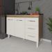 Balcão Armário Gabinete Para Pia de Cozinha 118 cm Bruna 2 Portas e 3 Gaveta Savana Off White 