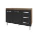 Balcão Armário Gabinete Para Pia de Cozinha 118 cm Bruna 2 Portas e 3 Gaveta Savana Preto 
