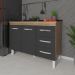 Balcão Armário Gabinete Para Pia de Cozinha 118 cm Bruna 2 Portas e 3 Gaveta Savana Preto 