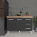 Balcão Armário Gabinete Para Pia de Cozinha 118 cm Bruna 2 Portas e 3 Gaveta Savana Preto 