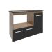 Balcão Armário Gabinete de Cozinha Para Fogão Cooktop 5 Bocas e Forno 3 Portas Alana Mobília Decor Savana Preto 