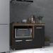 Balcão Armário Gabinete de Cozinha Para Fogão Cooktop 5 Bocas e Forno 3 Portas Alana Mobília Decor Savana Preto 