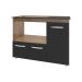 Balcão Armário Gabinete de Cozinha Para Fogão Cooktop 5 Bocas e Forno 3 Portas Alana Mobília Decor Savana Preto 