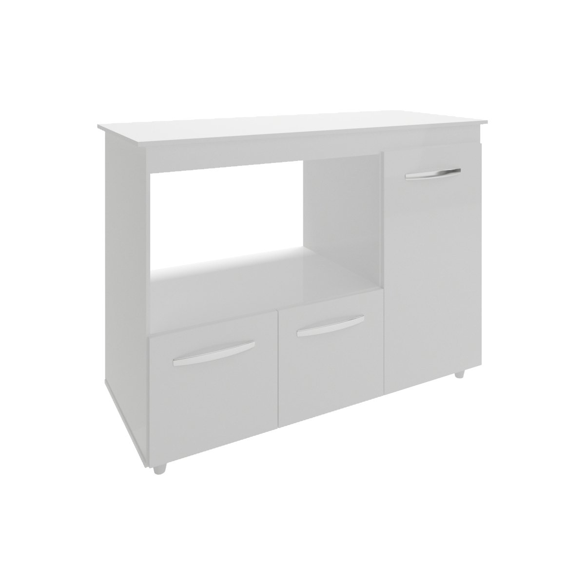 Balcão Armário Gabinete de Cozinha Para Microondas e Forno Elétrico 3 Portas Lilian Mobília Decor Branco 