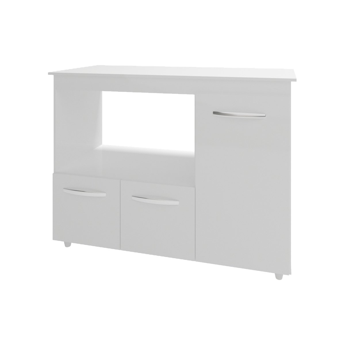 Balcão Armário Gabinete de Cozinha Para Microondas e Forno Elétrico 3 Portas Lilian Mobília Decor Branco 