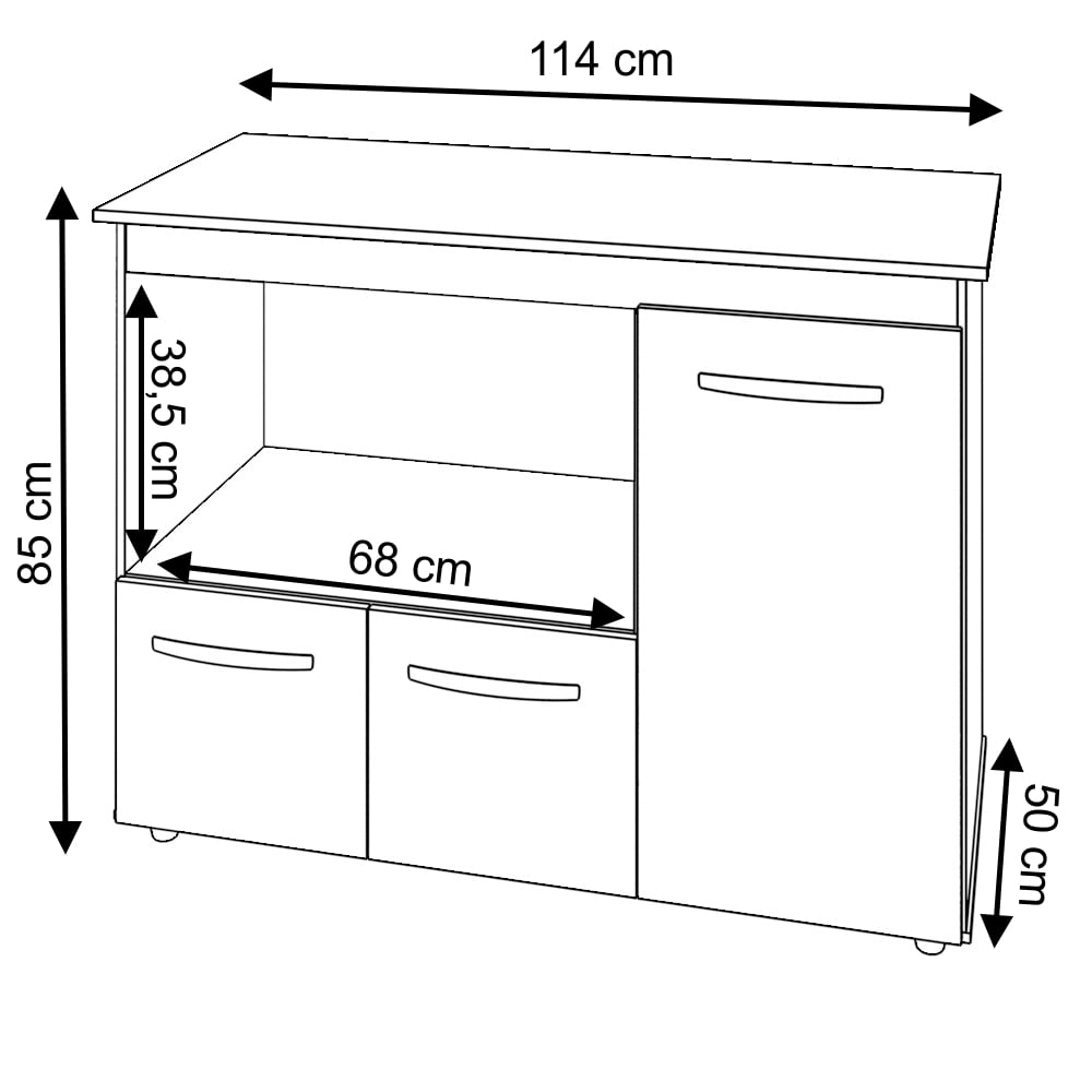 Balcão Armário Gabinete de Cozinha Para Microondas e Forno Elétrico 3 Portas Lilian Mobília Decor Savana Off White 