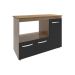 Balcão Armário Gabinete de Cozinha Para Microondas e Forno Elétrico 3 Portas Lilian Mobília Decor Savana Preto 