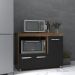 Balcão Armário Gabinete de Cozinha Para Microondas e Forno Elétrico 3 Portas Lilian Mobília Decor Savana Preto 