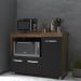 Balcão Armário Gabinete de Cozinha Para Microondas e Forno Elétrico 3 Portas Lilian Mobília Decor Savana Preto 
