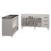 Balcão Armário Gabinete de Pia 150 cm Deise e Balcão Alana Para Fogão Cooktop 5 Bocas e Forno Elétrico Branco 