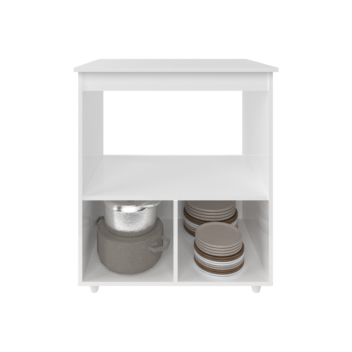 Balcão Armário Gabinete para Microondas e Forno Elétrico Cozinha Amanda Mobília Decor Branco 