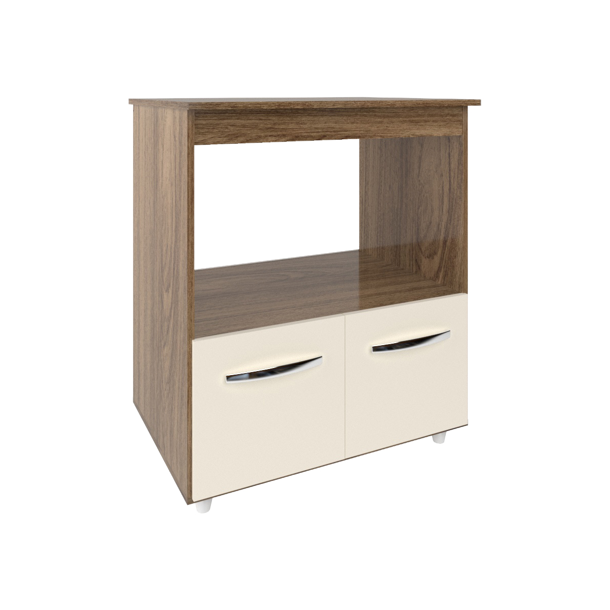 Balcão Armário Gabinete para Microondas e Forno Elétrico Cozinha Amanda Mobília Decor Savana Off White 