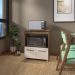 Balcão Armário Gabinete para Microondas e Forno Elétrico Cozinha Amanda Mobília Decor Savana Off White 