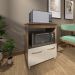 Balcão Armário Gabinete para Microondas e Forno Elétrico Cozinha Amanda Mobília Decor Savana Off White 