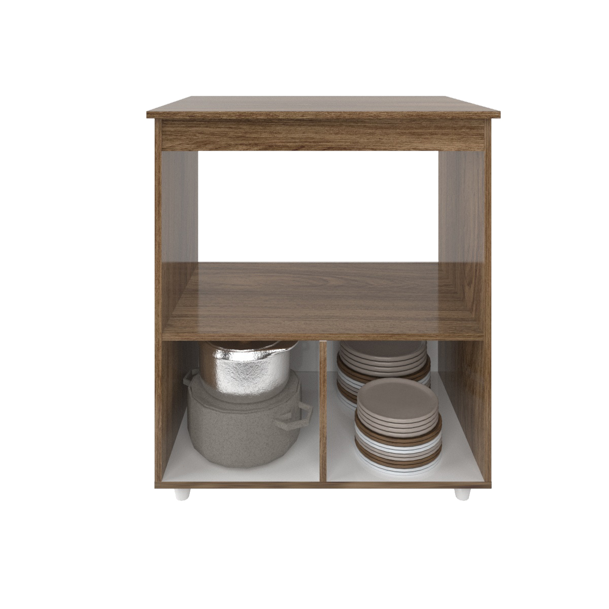 Balcão Armário Gabinete para Microondas e Forno Elétrico Cozinha Amanda Mobília Decor Savana Off White 