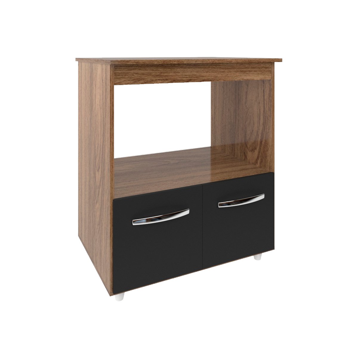 Balcão Armário Gabinete para Microondas e Forno Elétrico Cozinha Amanda Mobília Decor Savana Preto 