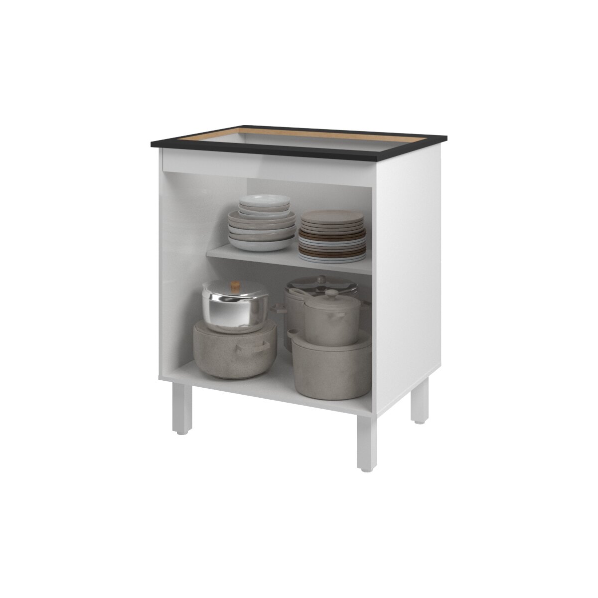 Balcão Armário de Cozinha  Para Fogão Cooktop 5 Bocas Fran Mobília Decor Branco 