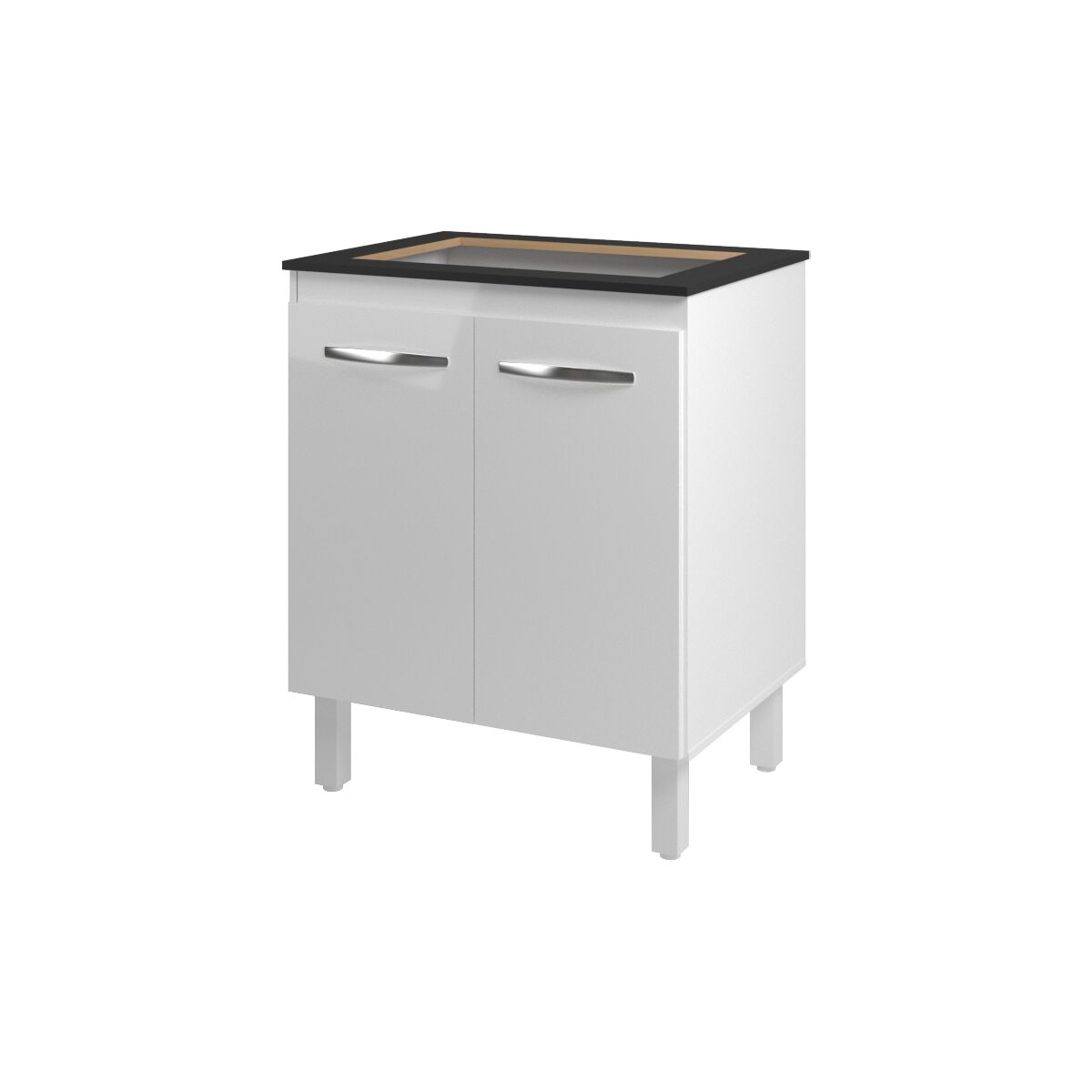 Balcão Armário de Cozinha Fran Para Fogão Cooktop 4 Bocas Mobília Decor Branco 
