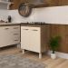 Balcão Armário de Cozinha Fran Para Fogão Cooktop 4 Bocas Mobília Decor Savana Off White 
