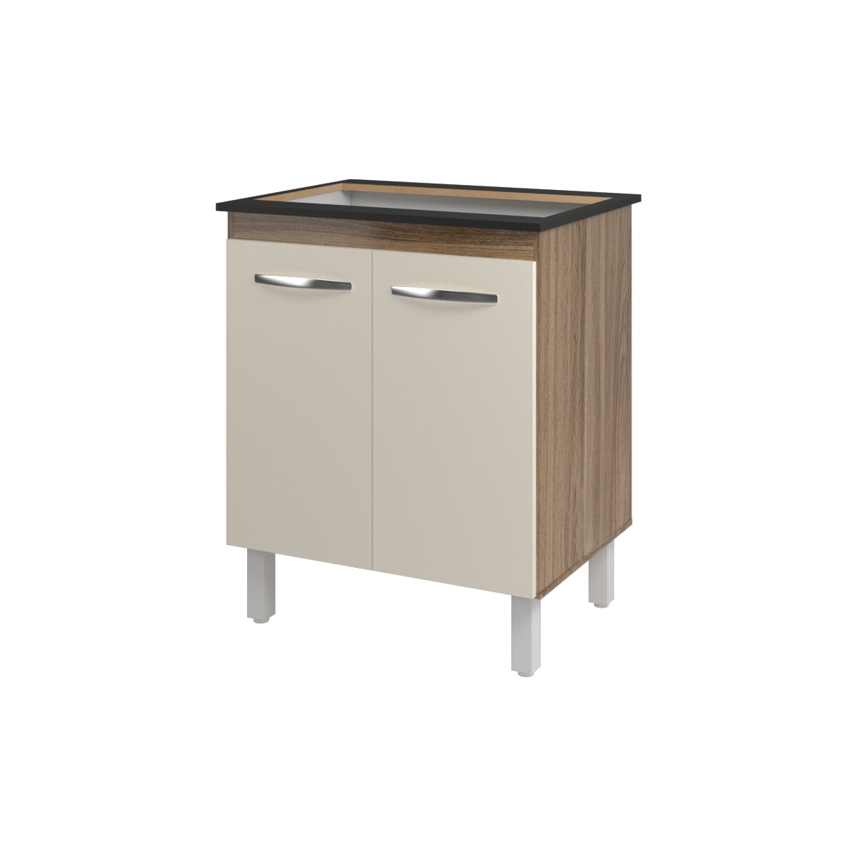Balcão Armário de Cozinha Para Fogão Cooktop 5 Bocas Fran Mobília Decor Savana Off White 