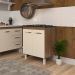 Balcão Armário de Cozinha Para Fogão Cooktop 5 Bocas Fran Mobília Decor Savana Off White 
