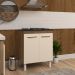 Balcão Armário de Cozinha Para Fogão Cooktop 5 Bocas Fran Mobília Decor Savana Off White 