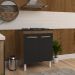 Balcão Armário de Cozinha Para Fogão Cooktop 5 Bocas Fran Mobília Decor Savana Preto 