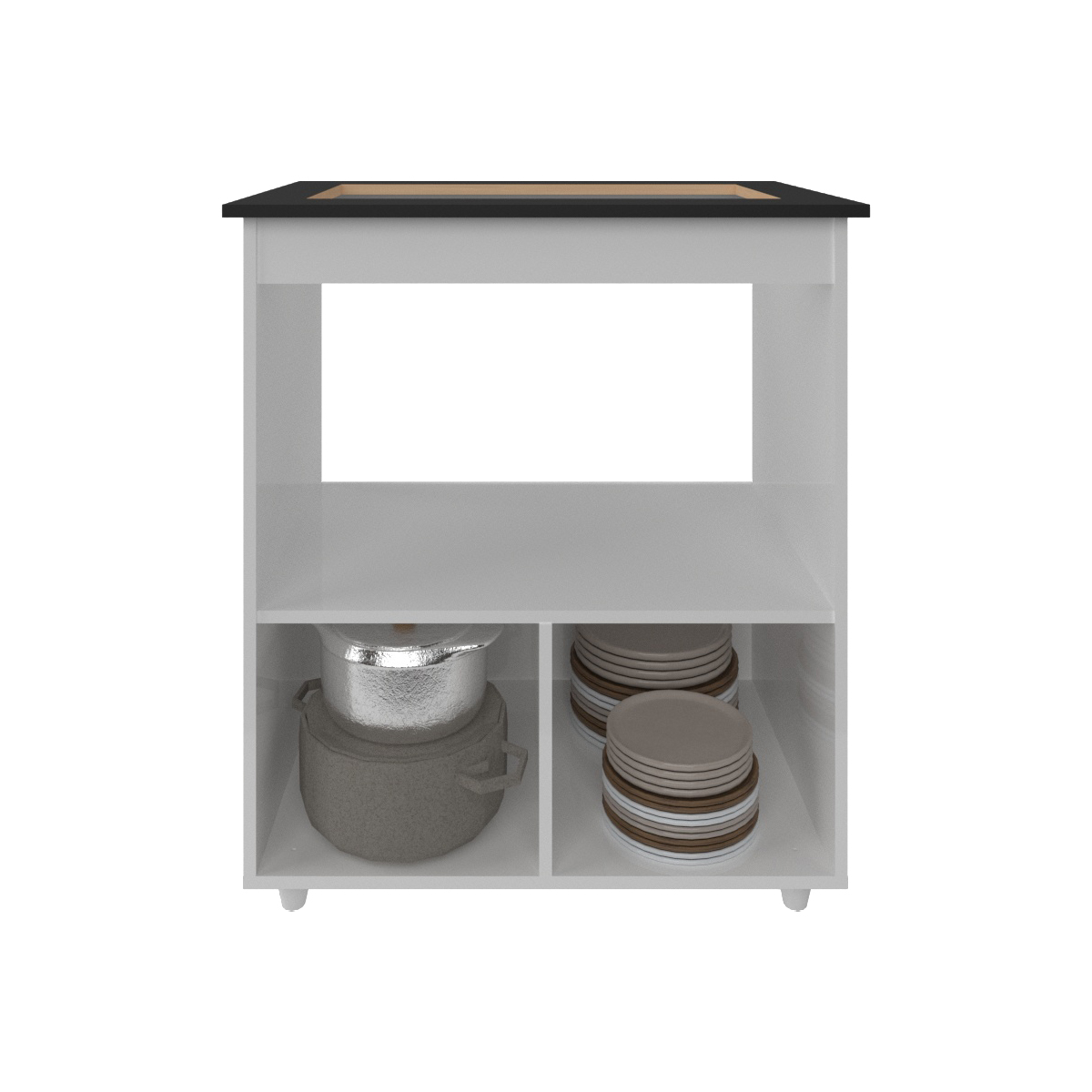 Balcão Armário de Cozinha para Fogão Cooktop 4 Bocas e Forno Elétrico Evelyn Mobília Decor Branco 