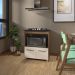 Balcão Armário de Cozinha para Fogão Cooktop 4 Bocas e Forno Elétrico Evelyn Mobília Decor Savana Off White 