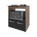 Balcão Armário de Cozinha para Fogão Cooktop 4 Bocas e Forno Elétrico Evelyn Mobília Decor Savana Preto 
