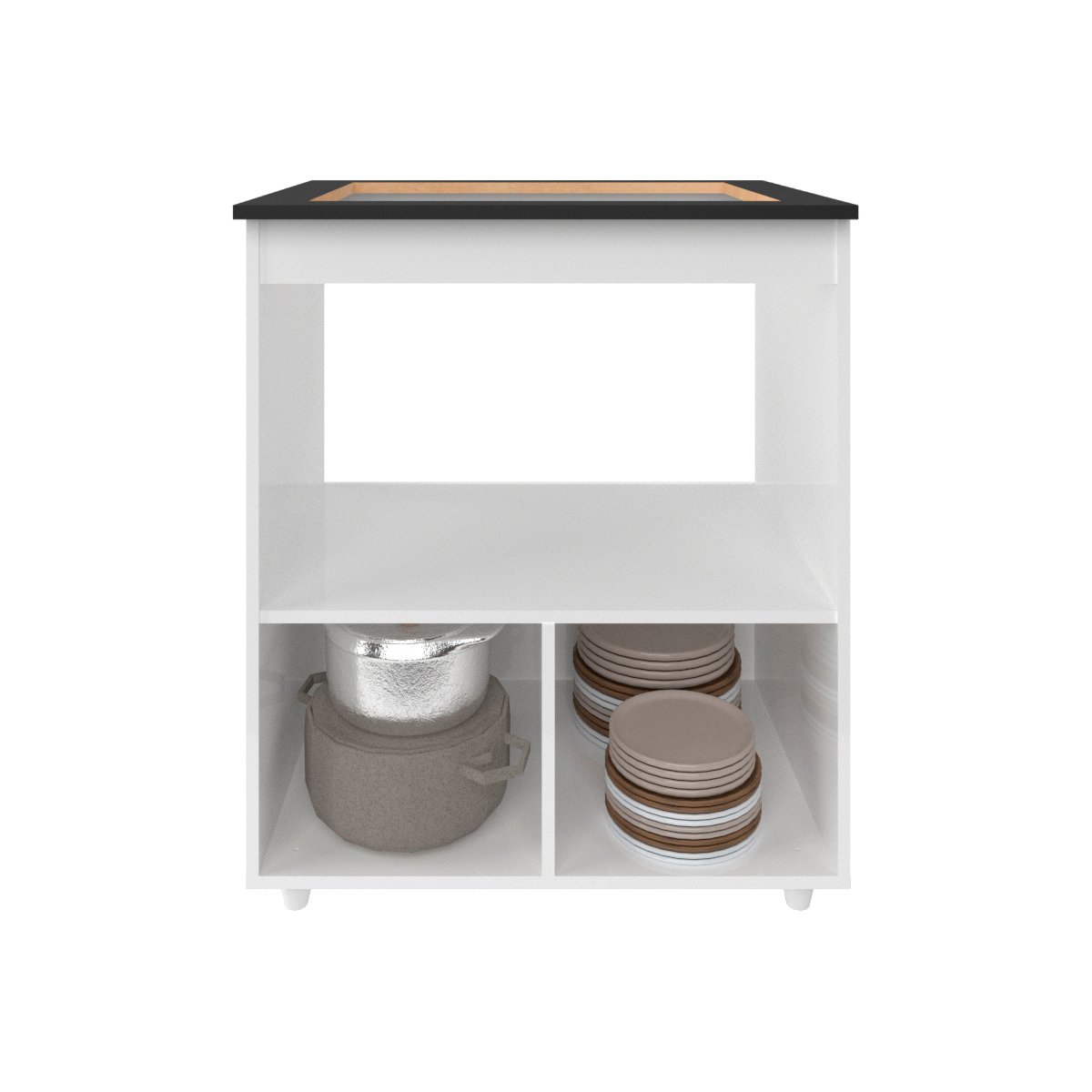 Balcão Armário para Fogão Cooktop 5 Bocas e Forno Elétrico Cozinha Evelyn Mobília Decor Branco 