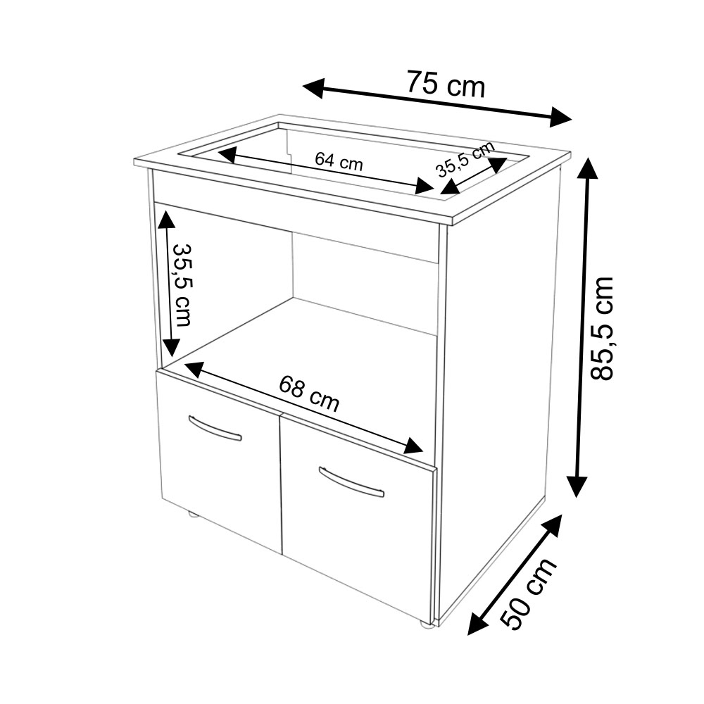 Balcão Armário para Fogão Cooktop 5 Bocas e Forno Elétrico Cozinha Evelyn Mobília Decor Savana Off White 
