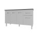 Balcão Cozinha Armário Gabinete Camila Branco Com Tampo Tampão 140 cm Mobília Decor Preto 
