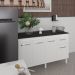 Balcão Cozinha Armário Gabinete Camila Branco Com Tampo Tampão 140 cm Mobília Decor Preto 