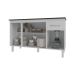 Balcão Cozinha Armário Gabinete Camila Branco Com Tampo Tampão 140 cm Mobília Decor Preto 