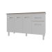 Balcão Cozinha Armário Gabinete Camila Branco Com Tampo Tampão 140 cm Mobília Decor Savana 