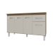 Balcão Cozinha Armário Gabinete Camila Savana Off White Com Tampo Tampão 140 cm Mobília Decor Savana 