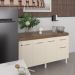 Balcão Cozinha Armário Gabinete Camila Savana Off White Com Tampo Tampão 140 cm Mobília Decor Savana 