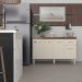 Balcão Cozinha Armário Gabinete Camila Savana Off White Com Tampo Tampão 140 cm Mobília Decor Savana 