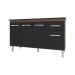 Balcão Cozinha Armário Gabinete Camila Savana Preto Com Tampo Tampão 140 cm Mobília Decor Preto 