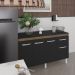 Balcão Cozinha Armário Gabinete Camila Savana Preto Com Tampo Tampão 140 cm Mobília Decor Preto 