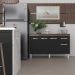 Balcão Cozinha Armário Gabinete Camila Savana Preto Com Tampo Tampão 140 cm Mobília Decor Preto 