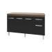Balcão Cozinha Armário Gabinete Camila Savana Preto Com Tampo Tampão 140 cm Mobília Decor Savana 