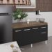 Balcão Cozinha Armário Gabinete Camila Savana Preto Com Tampo Tampão 140 cm Mobília Decor Savana 