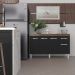 Balcão Cozinha Armário Gabinete Camila Savana Preto Com Tampo Tampão 140 cm Mobília Decor Savana 