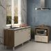 Balcão Cozinha Armário Gabinete de Pia 160 cm Estela e Balcão para Fogão Cooktop 5 Bocas Evelyn Savana Off White 