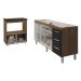 Balcão Cozinha Armário Gabinete de Pia 160 cm Estela e Balcão para Fogão Cooktop 5 Bocas Evelyn Savana Preto 