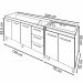 Balcão Cozinha Gabinete Para Pia 138 cm Carine e Balcão Fran Para Cooktop 5 Bocas Branco 