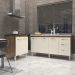 Balcão Cozinha Gabinete Para Pia 138 cm Carine e Balcão Fran Para Cooktop 5 Bocas Savana Off White 
